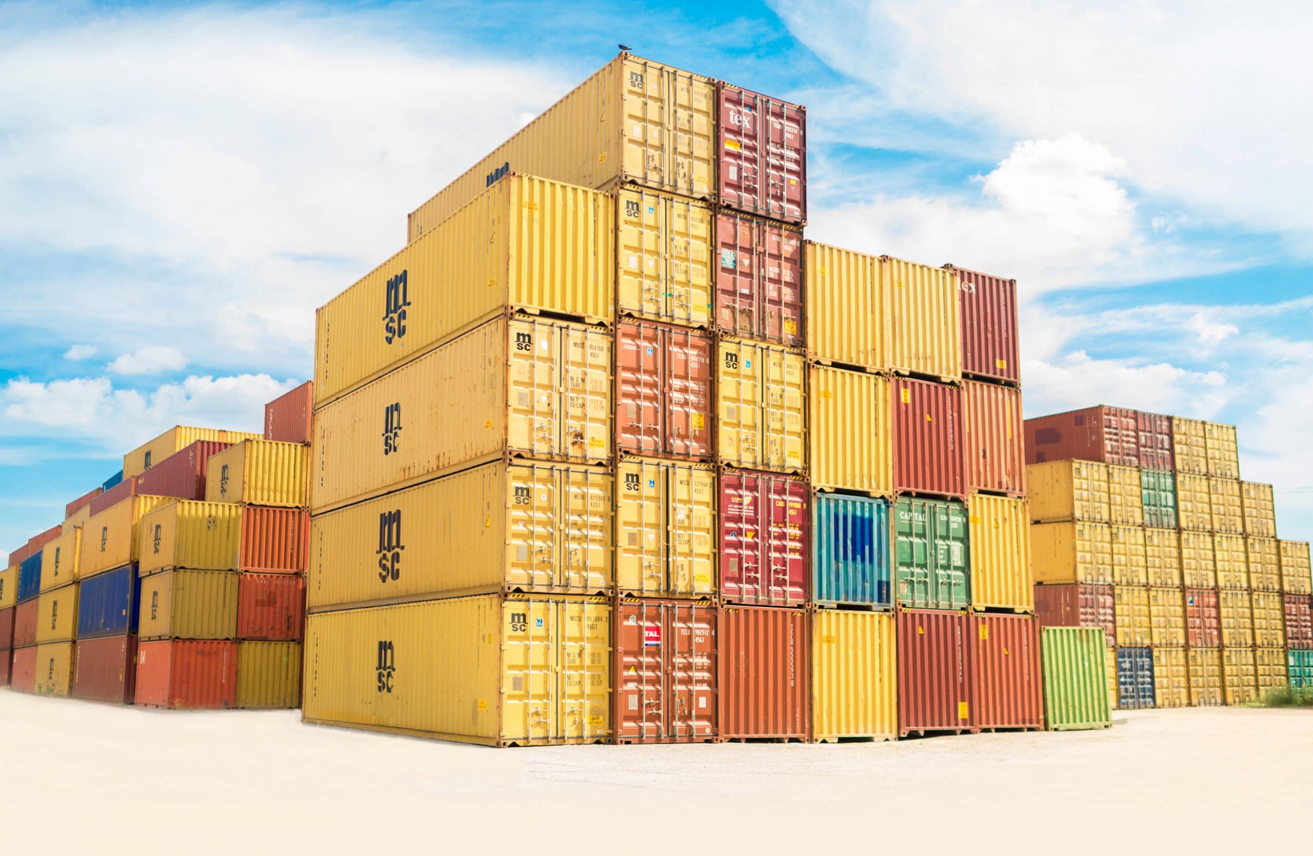bunch of yellow Containers stacked on each other ln apapa lagos 